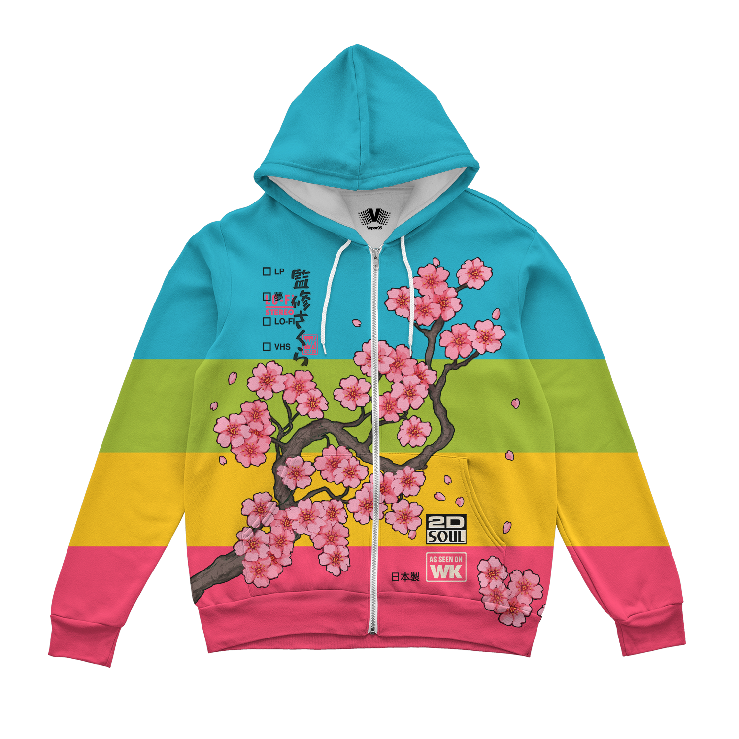 Vaporwave Aesthetic Clothing Supervisual Zip Up Hoodie Vapor95