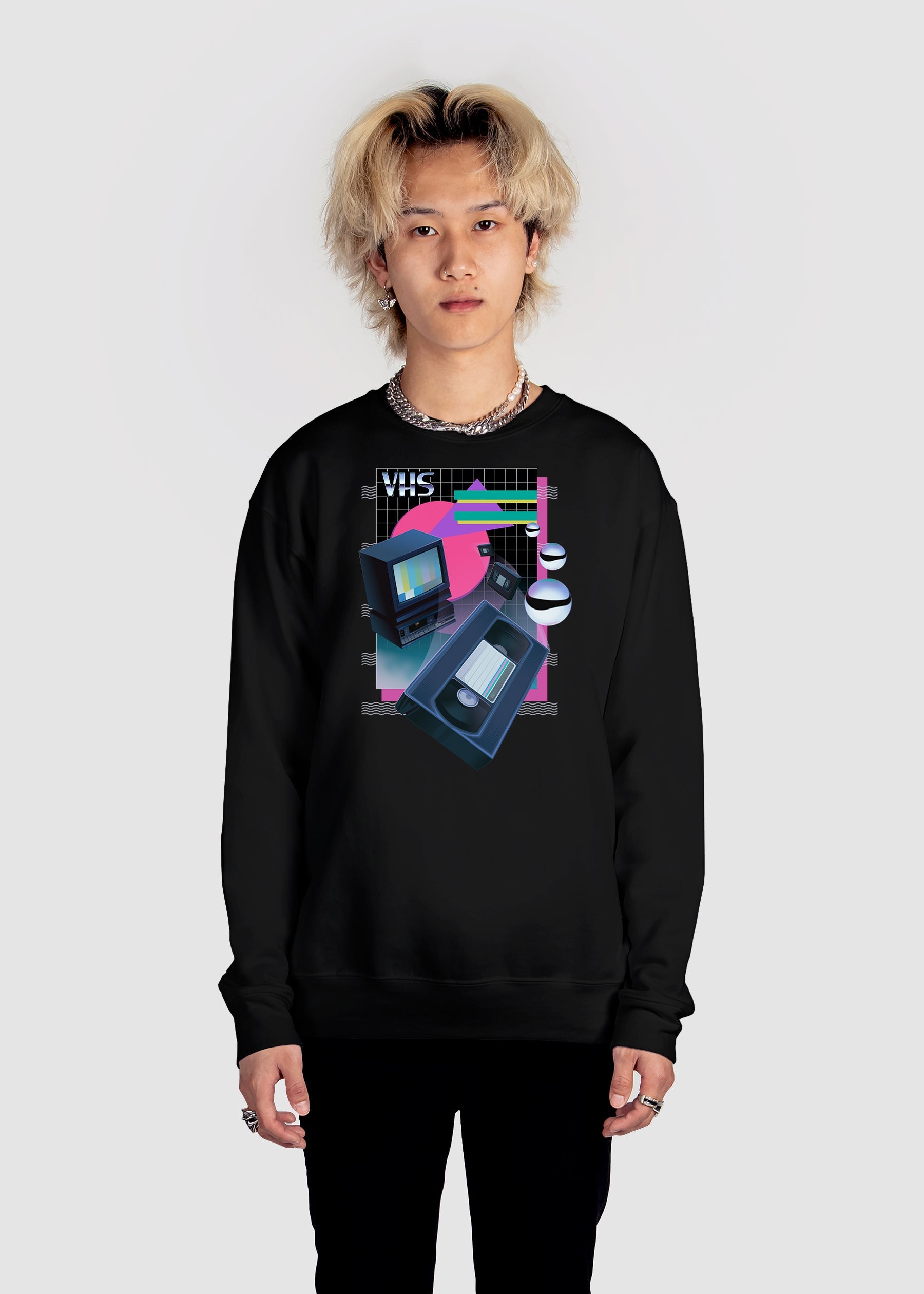 Blank Tape Sweatshirt Graphic Sweatshirt DTG Black S 