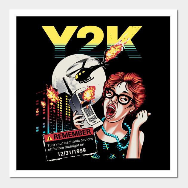 Retro Y2K-era computer and millennium-bug graphics evoking the Year 2000 crisis