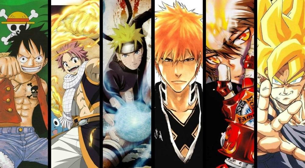 Top 10 anime series collage featuring classic and modern anime show artwork