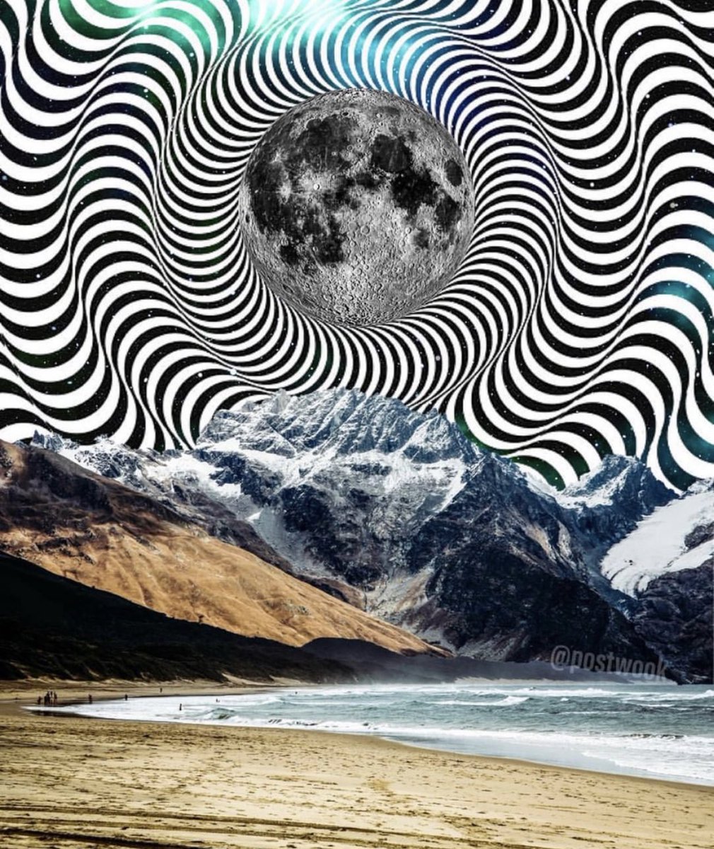 Surreal collage artwork by Post Wook blending dreamlike landscapes and vivid colors
