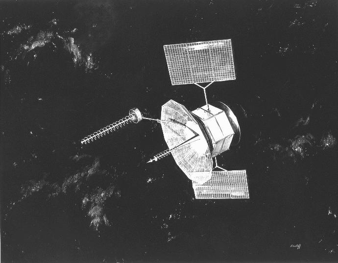 Illustration of a South American satellite dish in the Amazon rainforest tapping retired military FLTSATCOM bands.