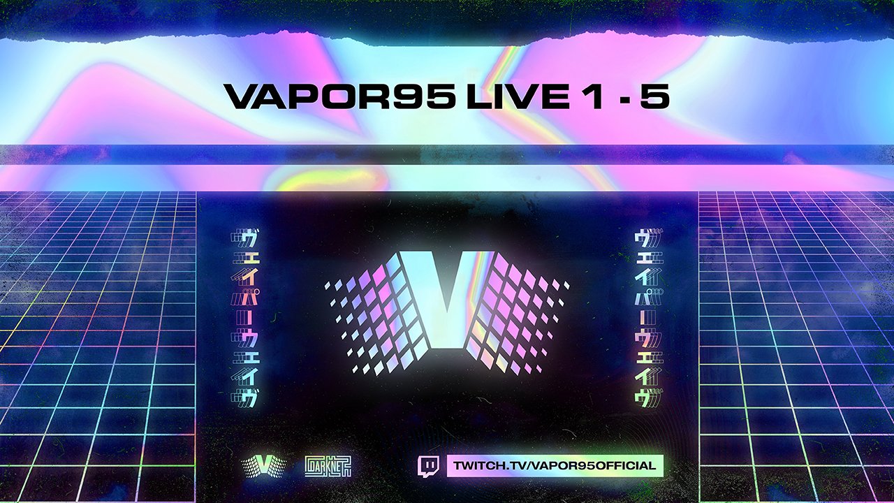 Vapor95 Live Replays poster featuring aesthetic vaporwave livestream concert visuals