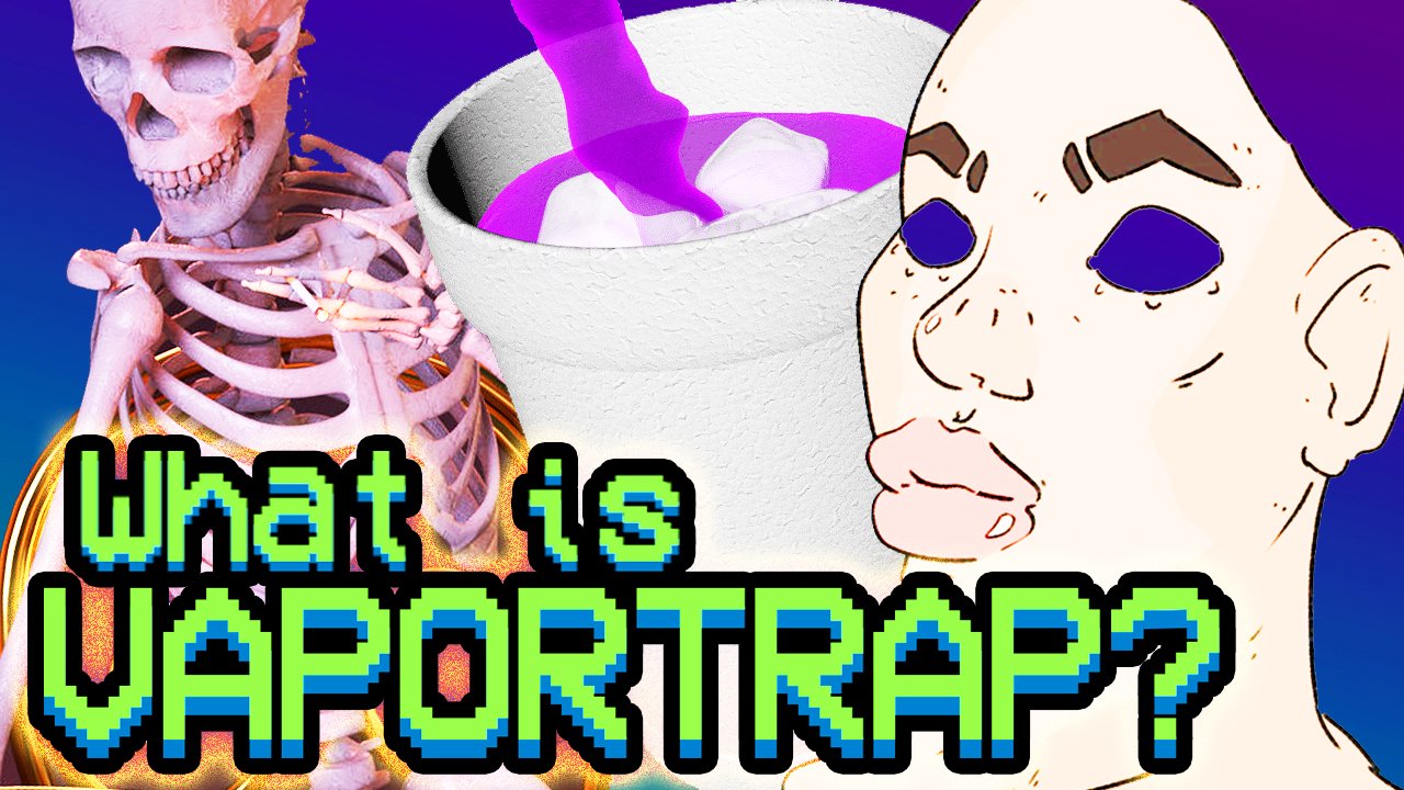 Vaportrap album artwork blending vaporwave and trap aesthetics, featured on the Vapor95 Darknet blog.