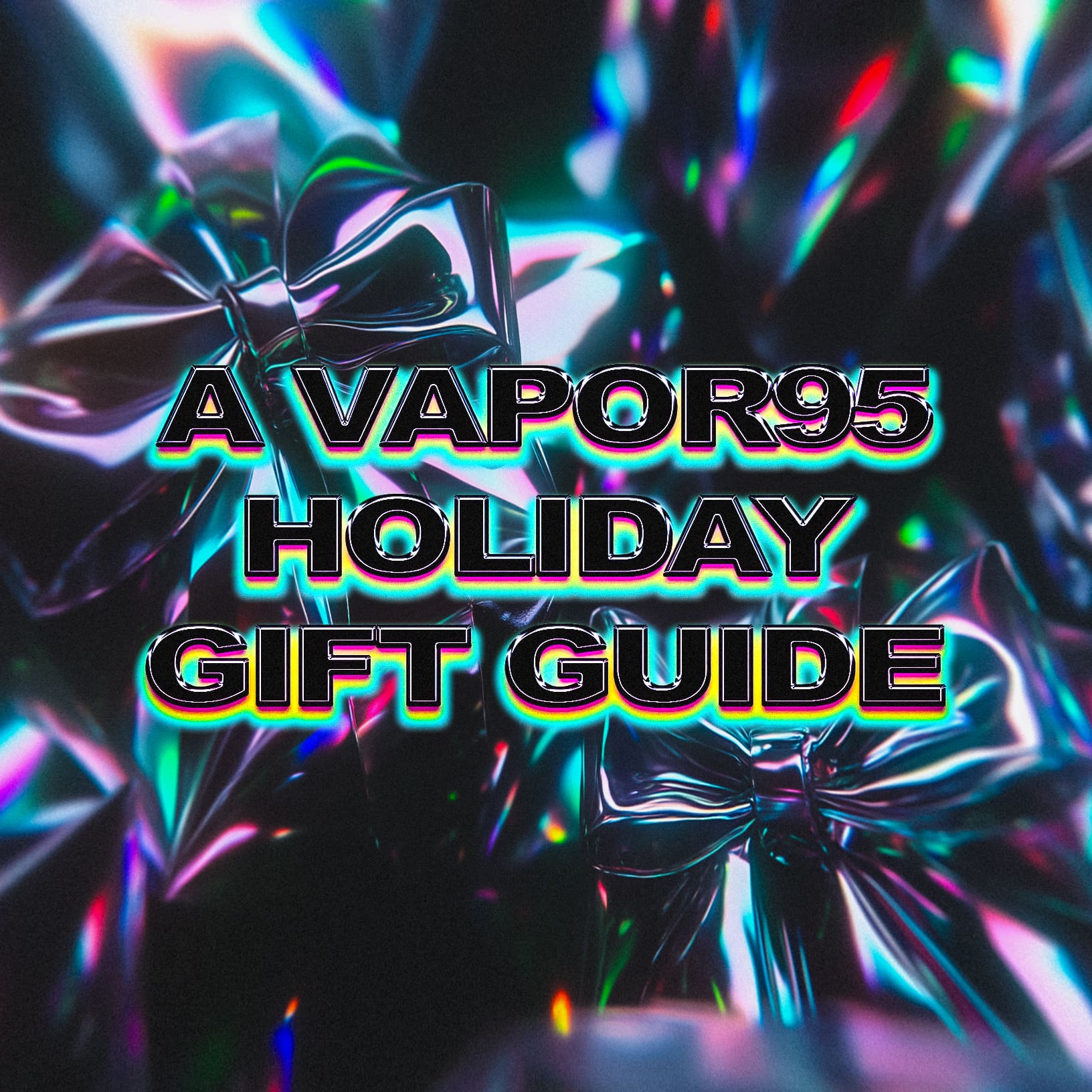 Vapor95 holiday gift guide featuring vaporwave-inspired apparel, desk mats, and aesthetic home decor.
