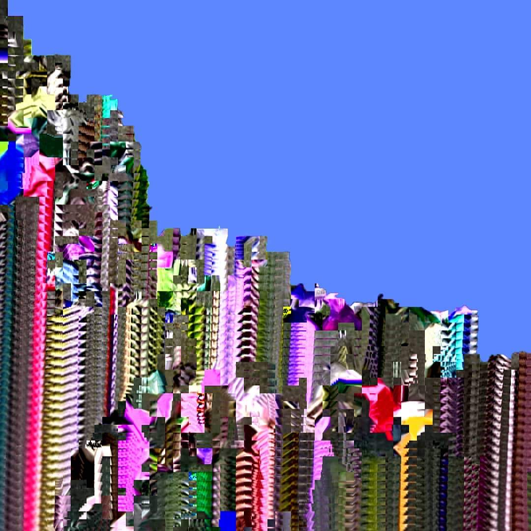 Glitch and datamosh digital artwork by Thomas Collet with pixel-blended distortion