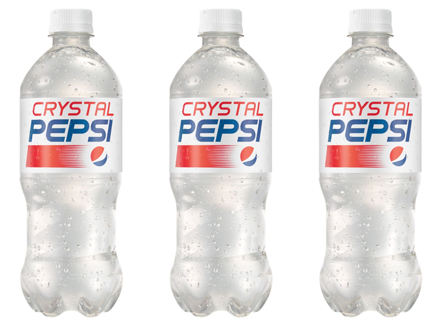 A bottle of Crystal Pepsi, the clear cola from the early 1990s that became a famous soft drink flop
