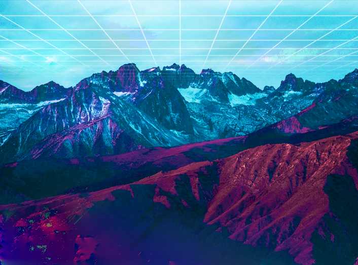 Darknet Mixes cover art featuring four Vapor95 vaporwave and synthwave SoundCloud mixes