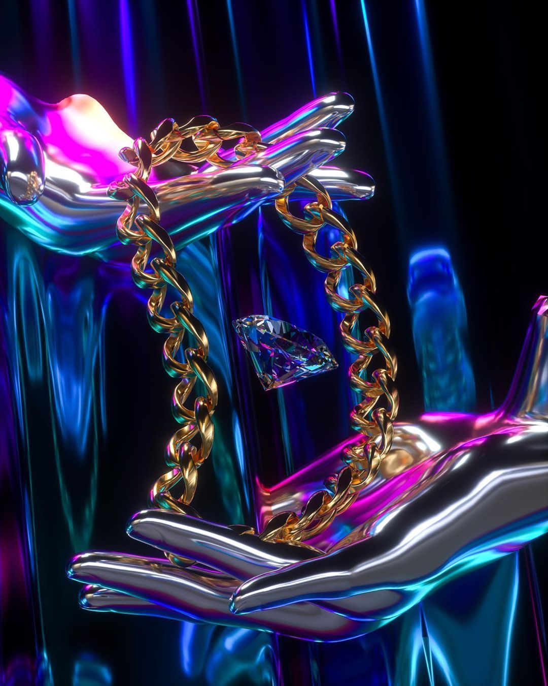 3D digital artist FVCKRENDER and a sample of his ethereal crystalline render artwork