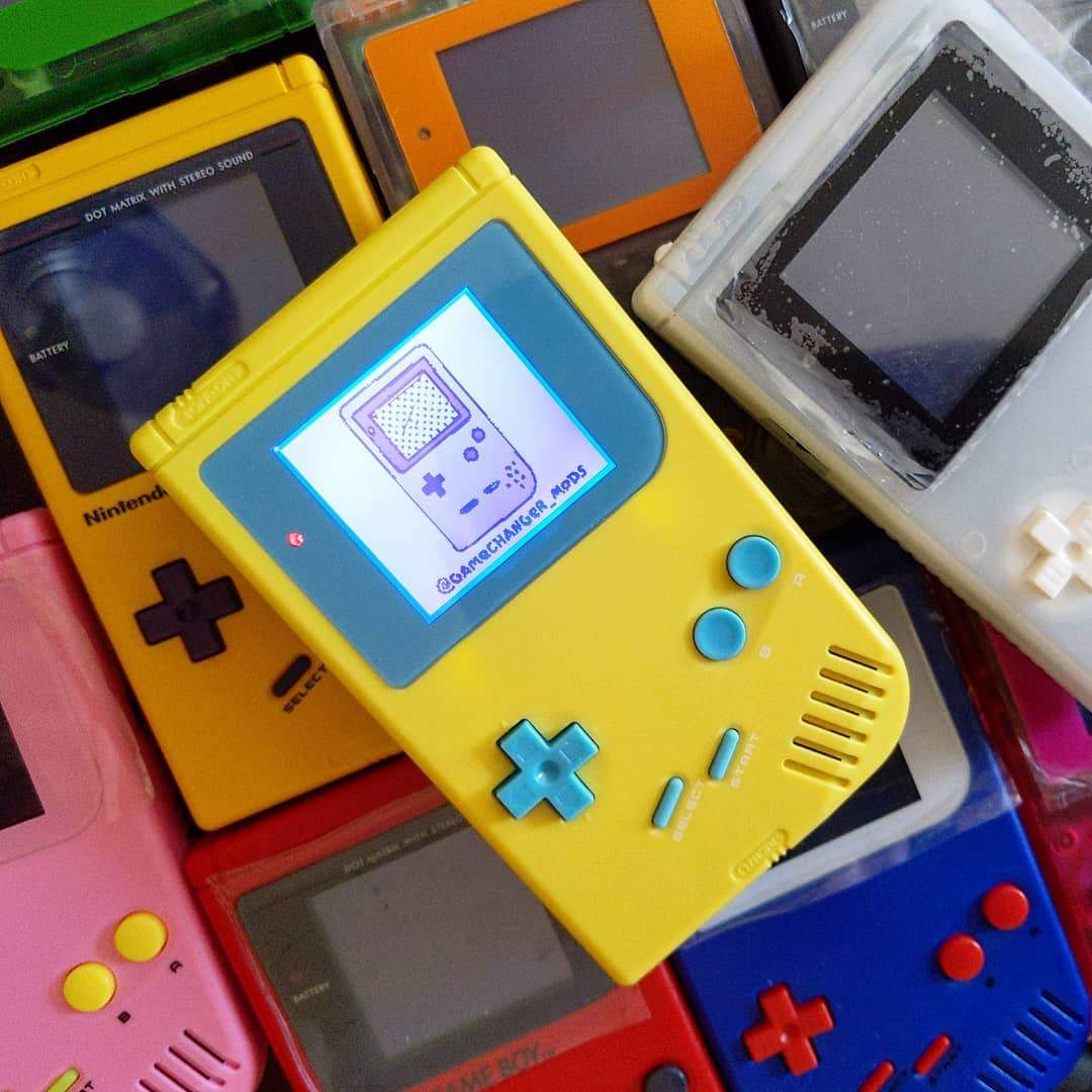Custom-modded retro Game Boy console by Gamechanger Mods, featured in the Vapor95 Darknet artist spotlight.
