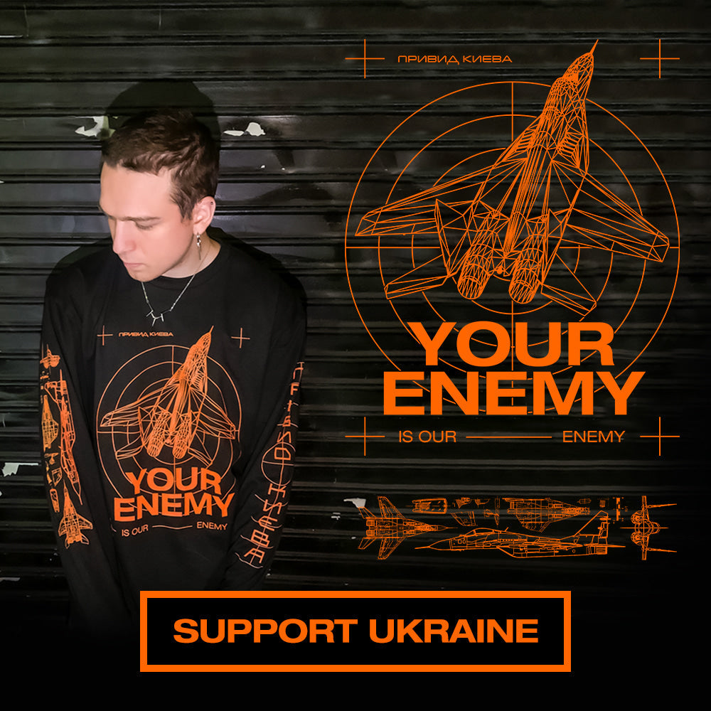 Vapor95 Support Ukraine fundraiser banner featuring the Known Enemy Ghost of Kyiv design