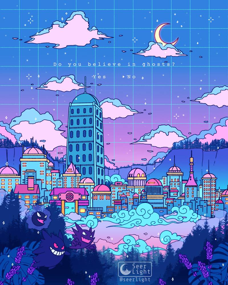 SEERLIGHT line-art illustration blending anime, lo-fi and vaporwave aesthetics
