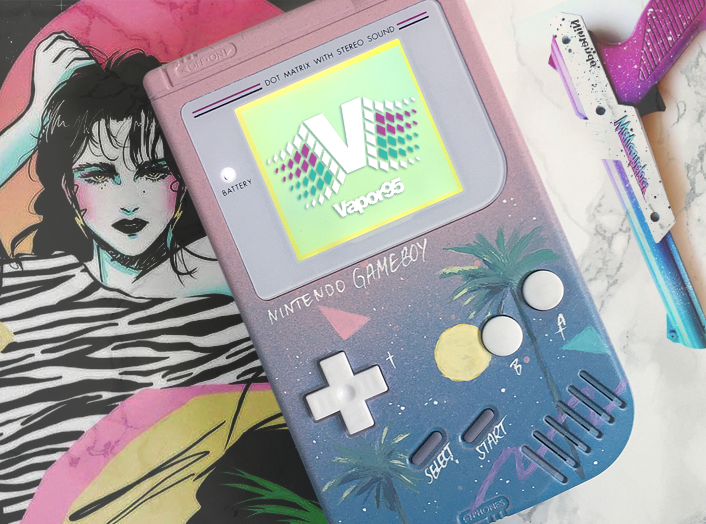 Mizucat with custom-painted retro '80s and '90s gaming consoles and Gameboys