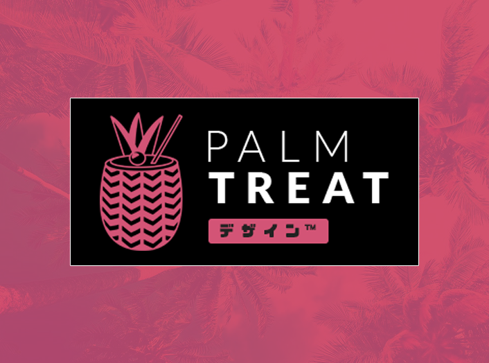 Palm Treat featured vaporwave pop art piece by artists Jeff and Marie Nolan