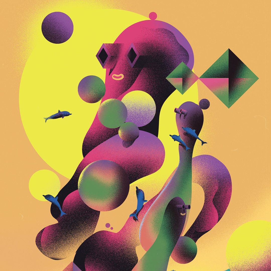 Abstract colorful digital illustration by artist Sandro Rybak featured in his Vapor95 spotlight