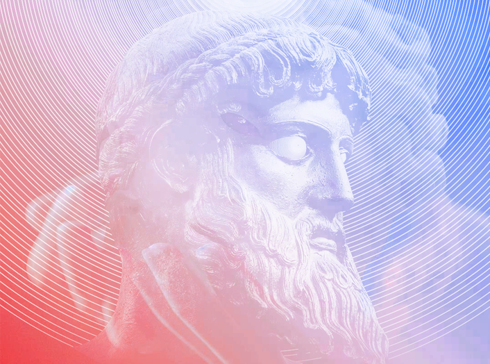 Glitch-art collage of Greco-Roman statues by vaporwave artist Super Unknown