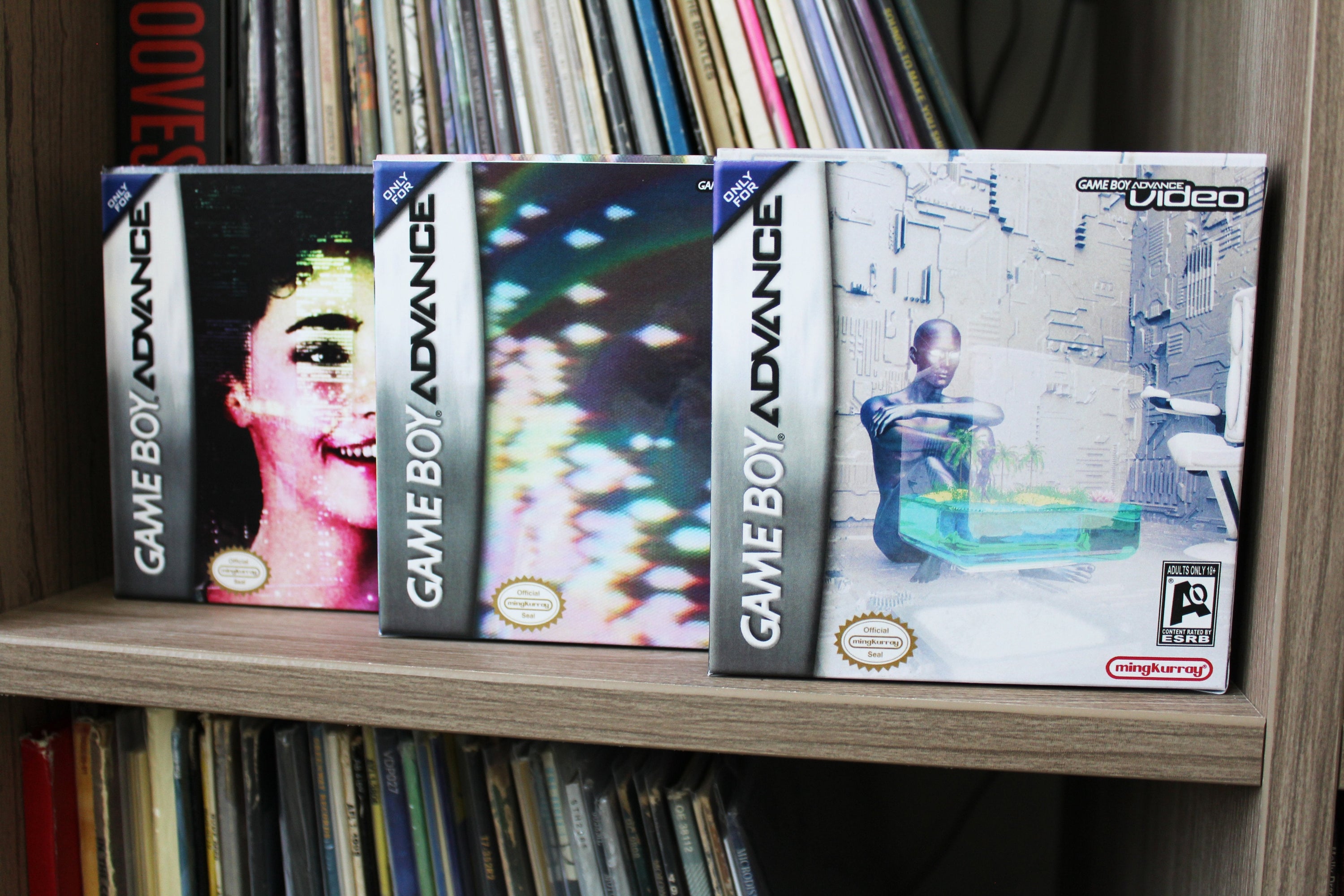 Custom Game Boy Advance music album cartridges and replica GBA box art from OasisLtd
