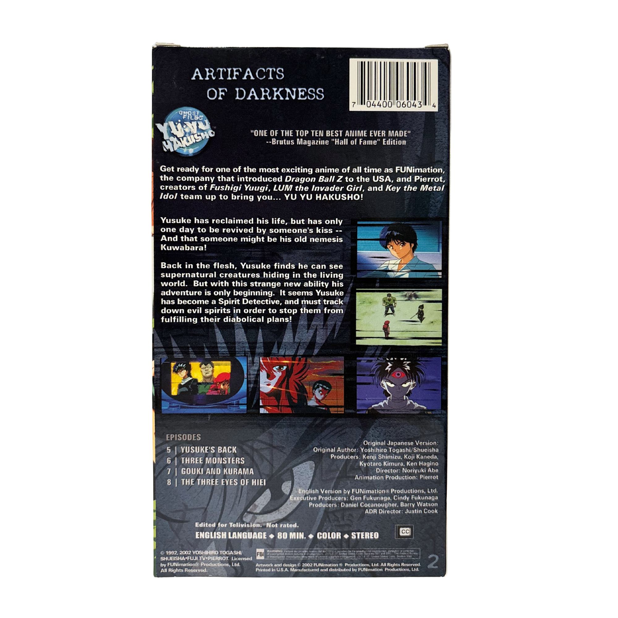 Yu Yu Hakusho Artifacts of Darkness VHS Tape