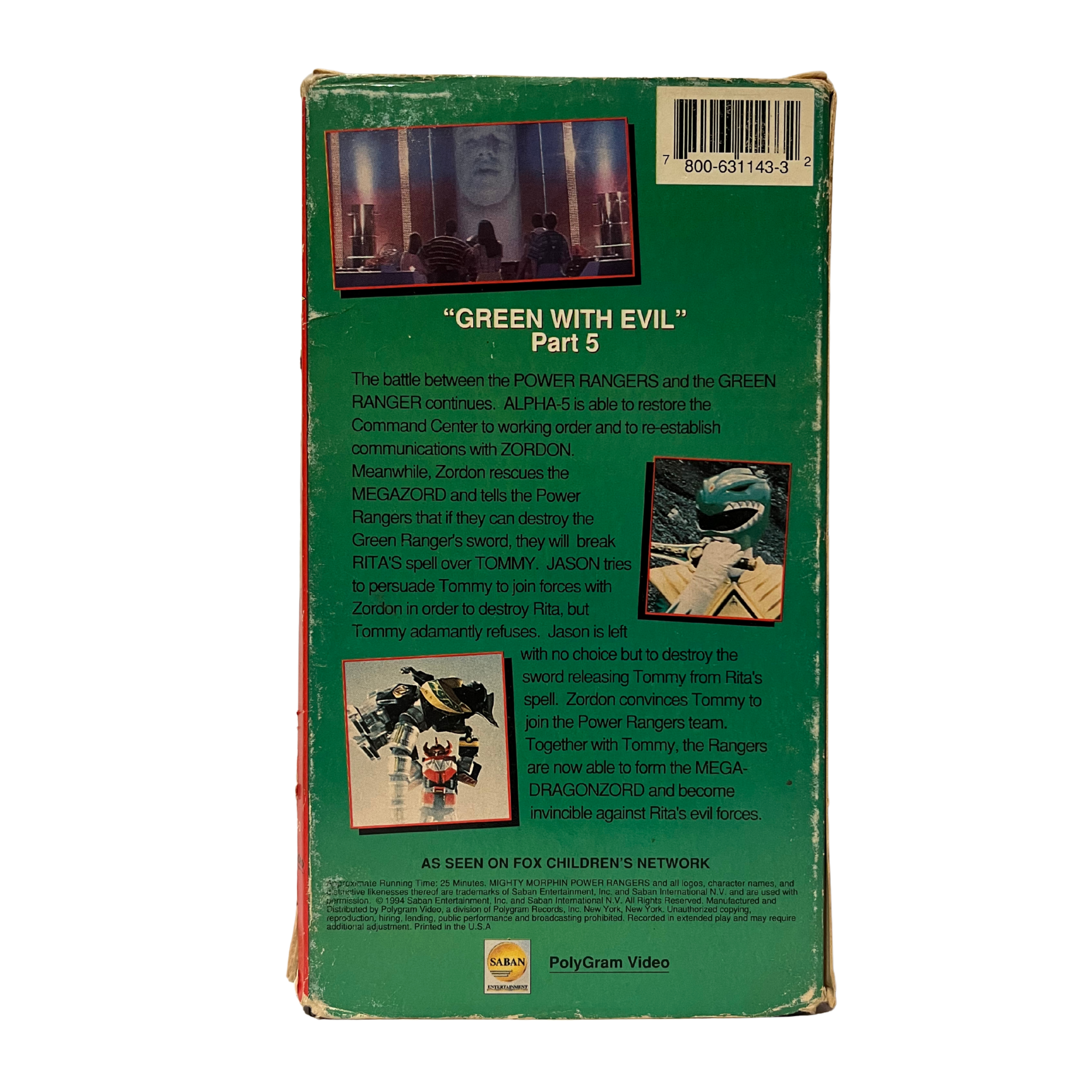 Power Rangers Green Ranger Part 5 VHS Tape