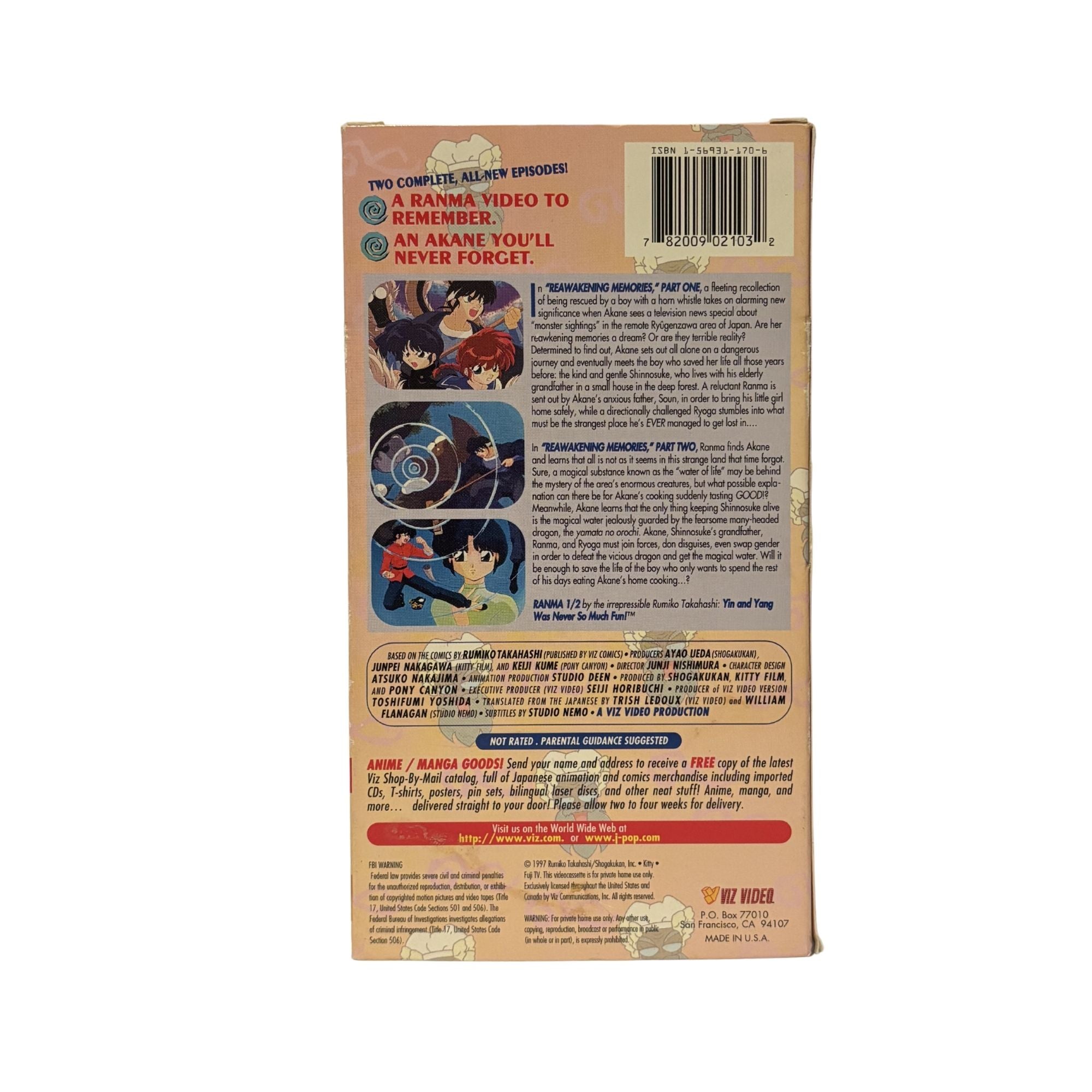 Ranma 1/2 An Akane To Remember VHS Tape