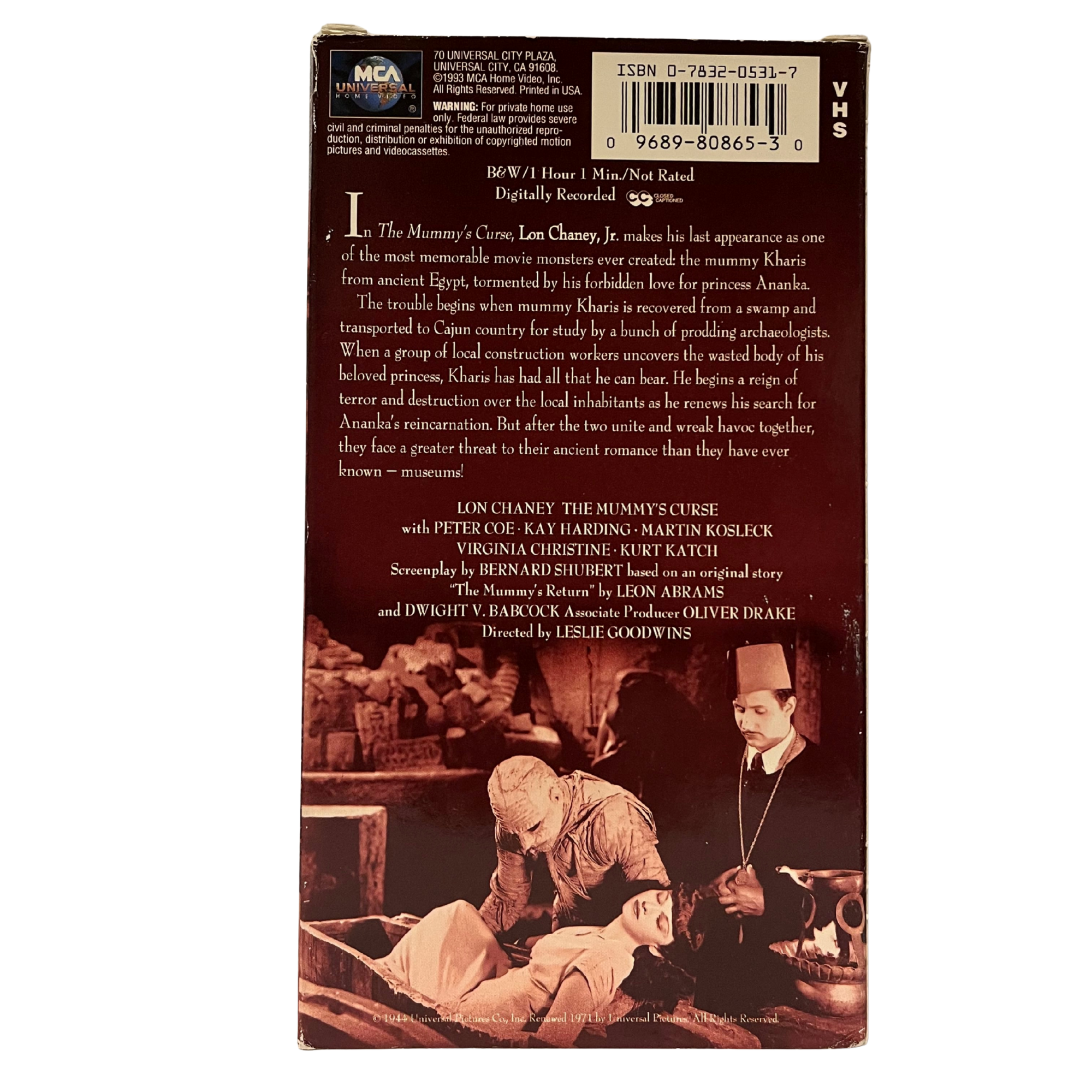 The Mummy's Curse VHS Tape