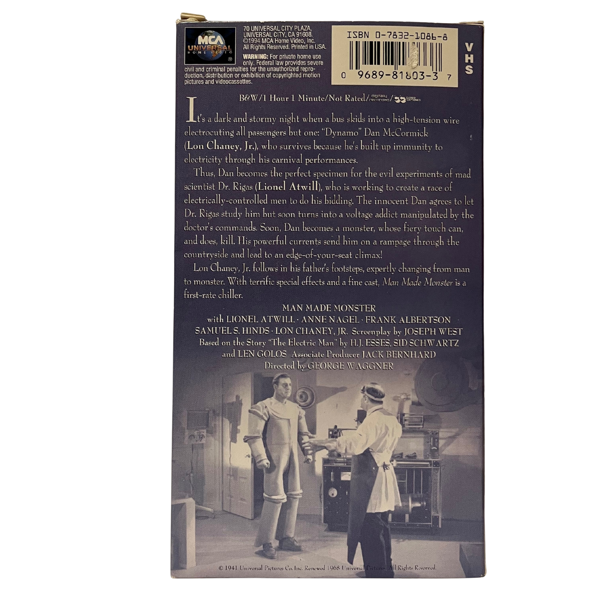 Man Made Monster VHS Tape