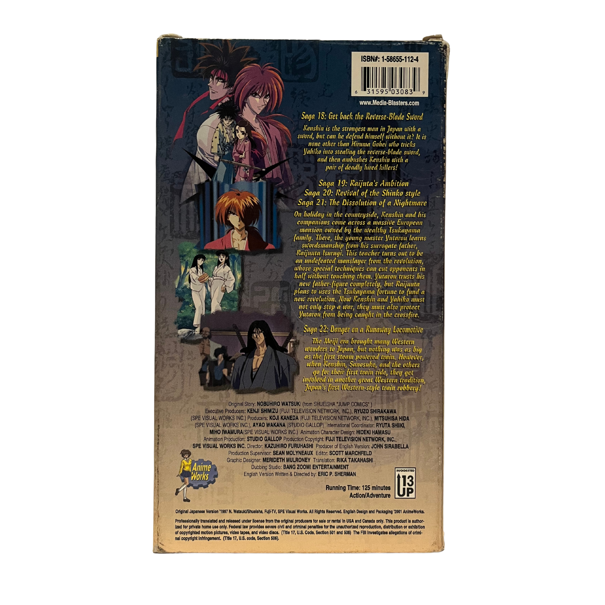 Rurouni Kenshin: Renegade Samurai VHS Tape
