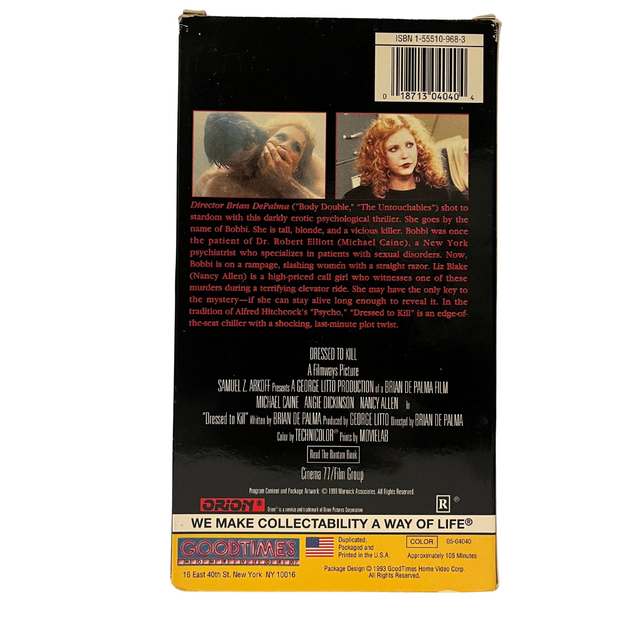 Dressed To Kill VHS Tape