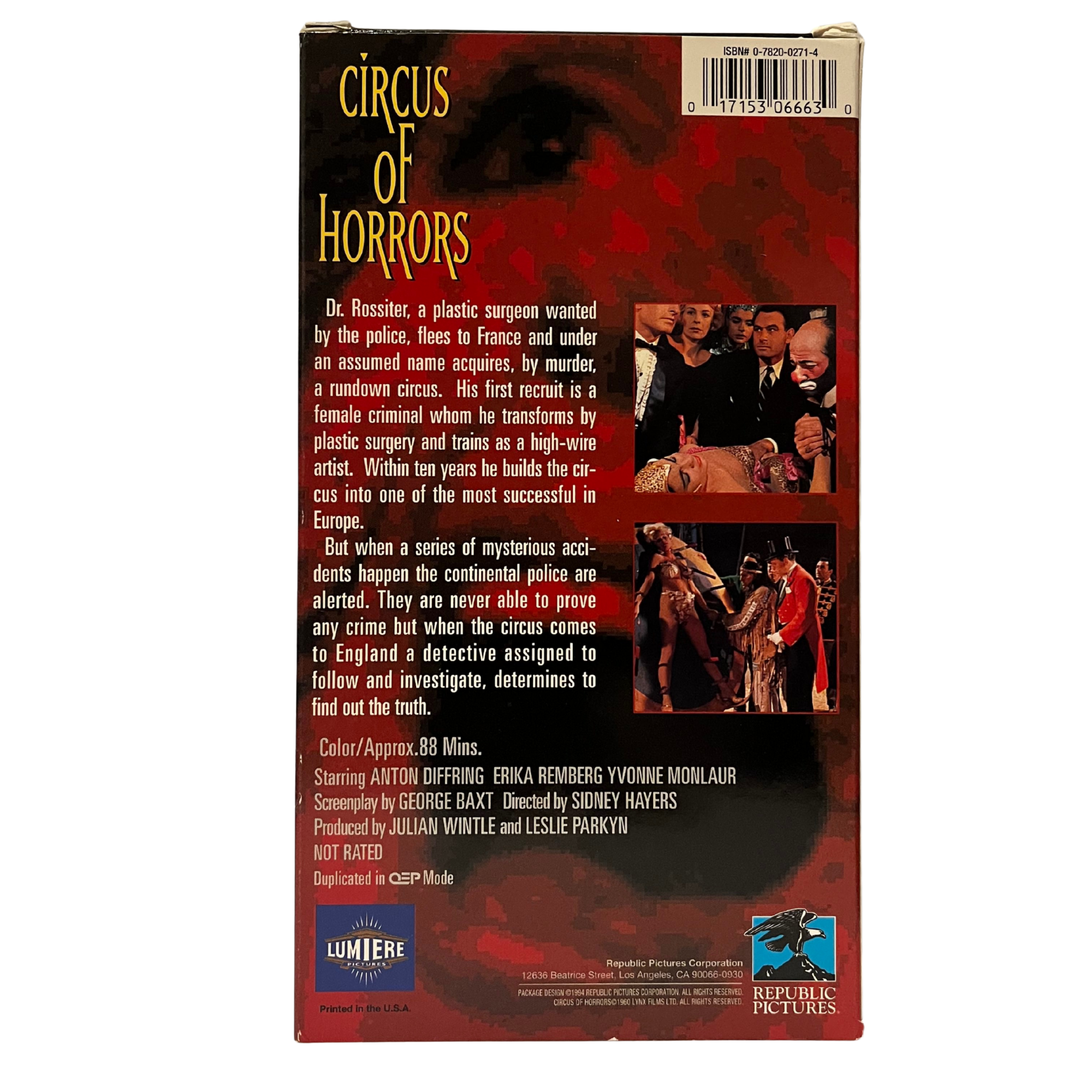 Circus of Horrors VHS Tape
