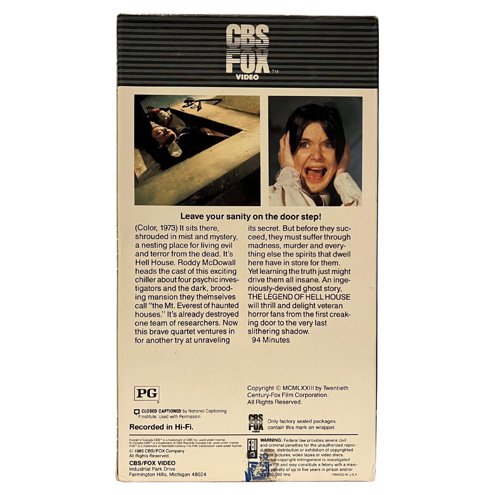 The Legend of Hell House VHS Tape