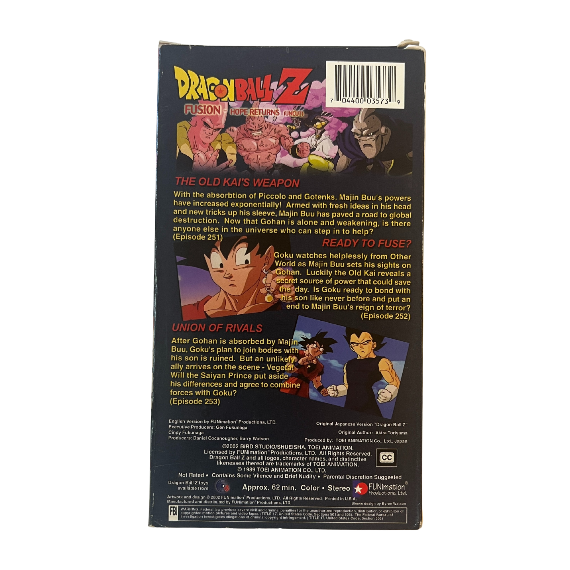 Dragon Ball Z: Fusion, Hope Returns (uncut) VHS Tape