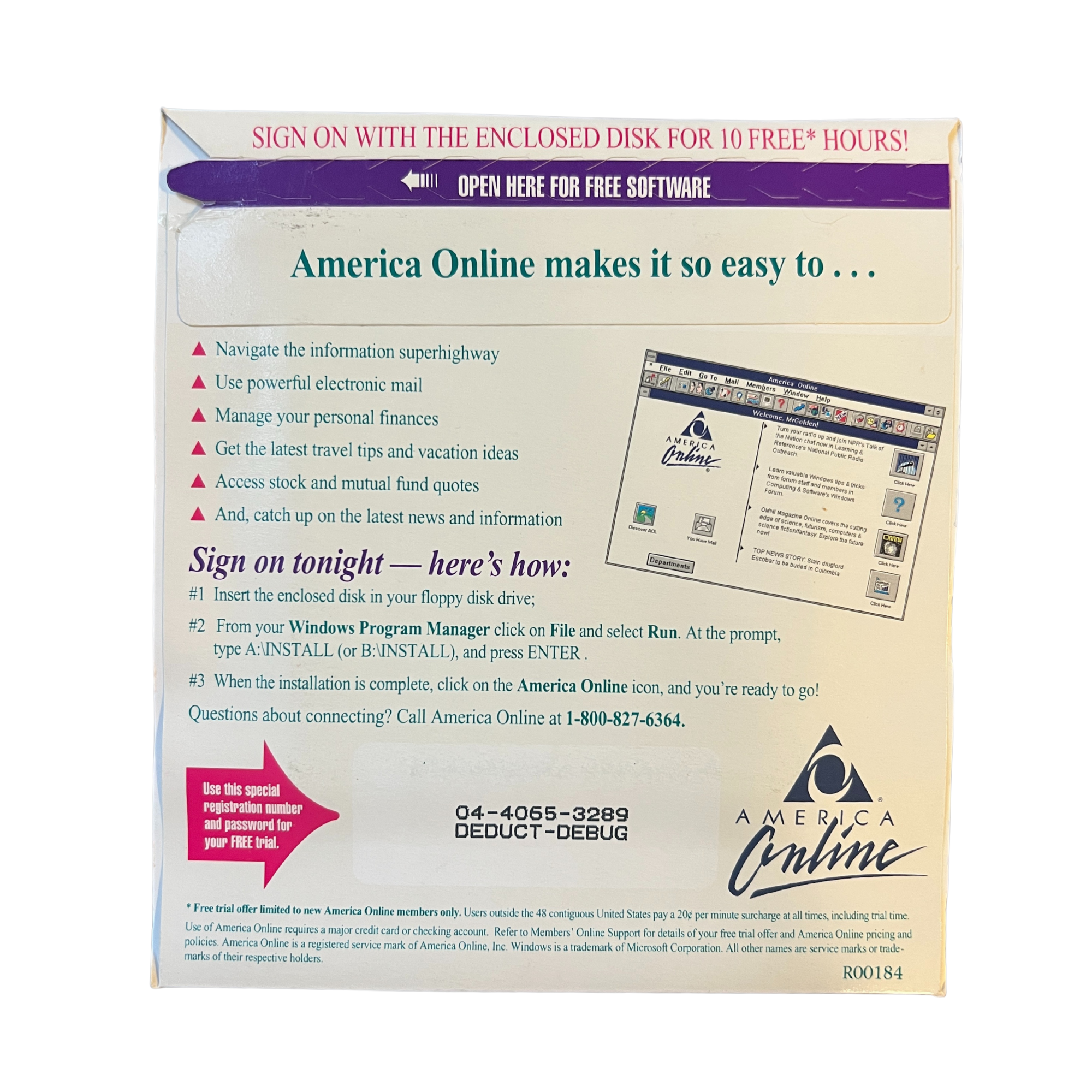 AOL Version 2.0 Floppy Disc (sealed)