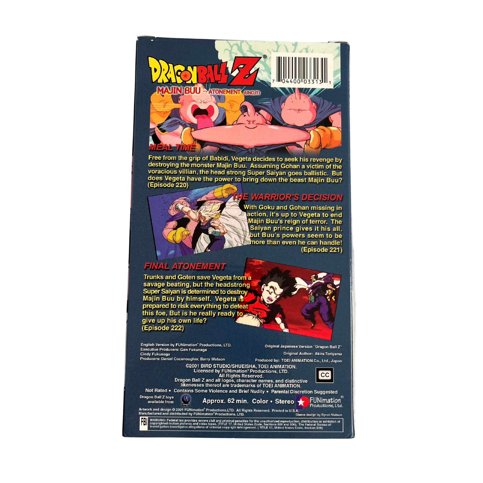 Dragon Ball Z: Majin Buu, Atonement (Uncut) VHS Tape
