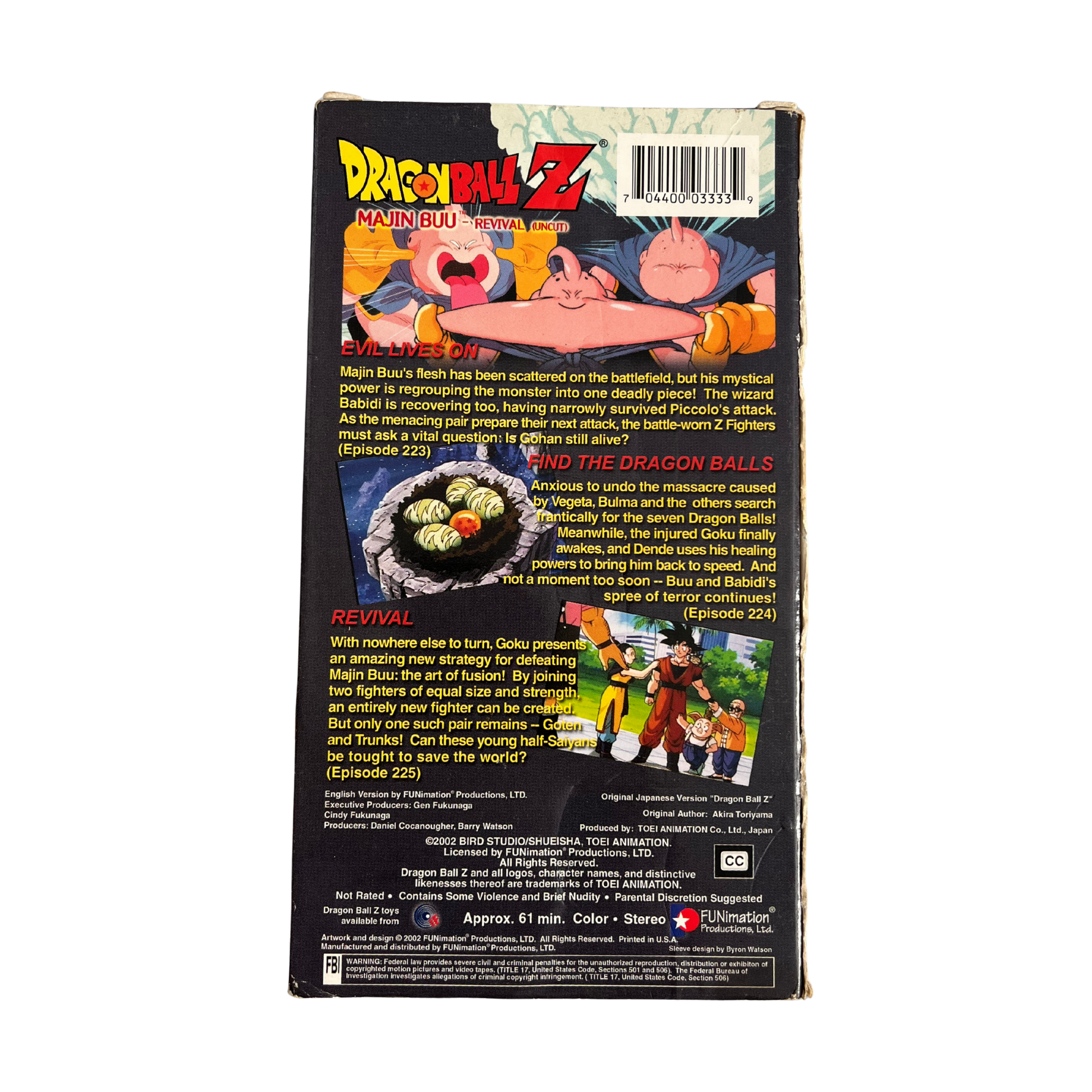Dragon Ball Z: Majin Buu Revivial (Uncut) VHS Tape
