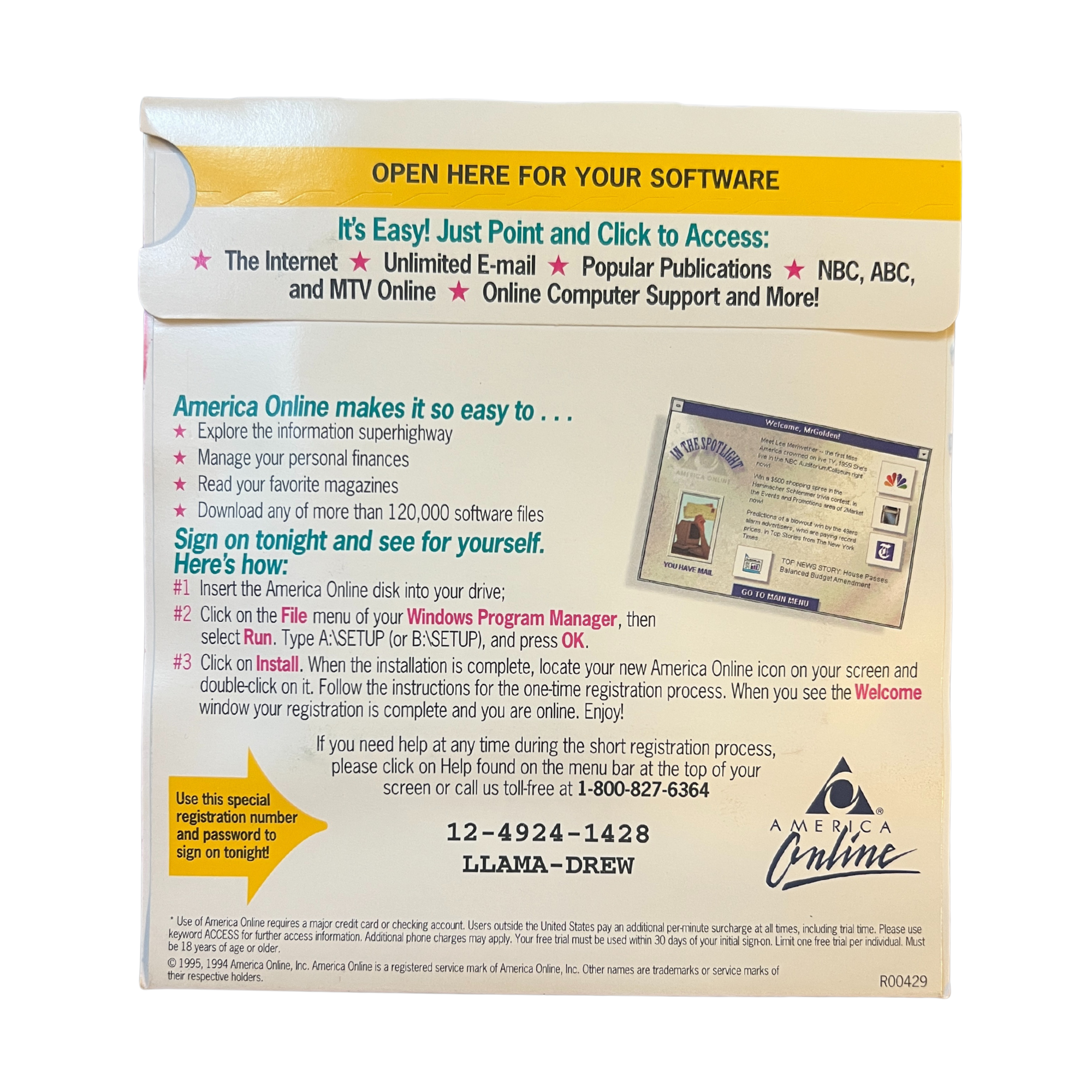 AOL Version 2.0 Floppy Disc (sealed)