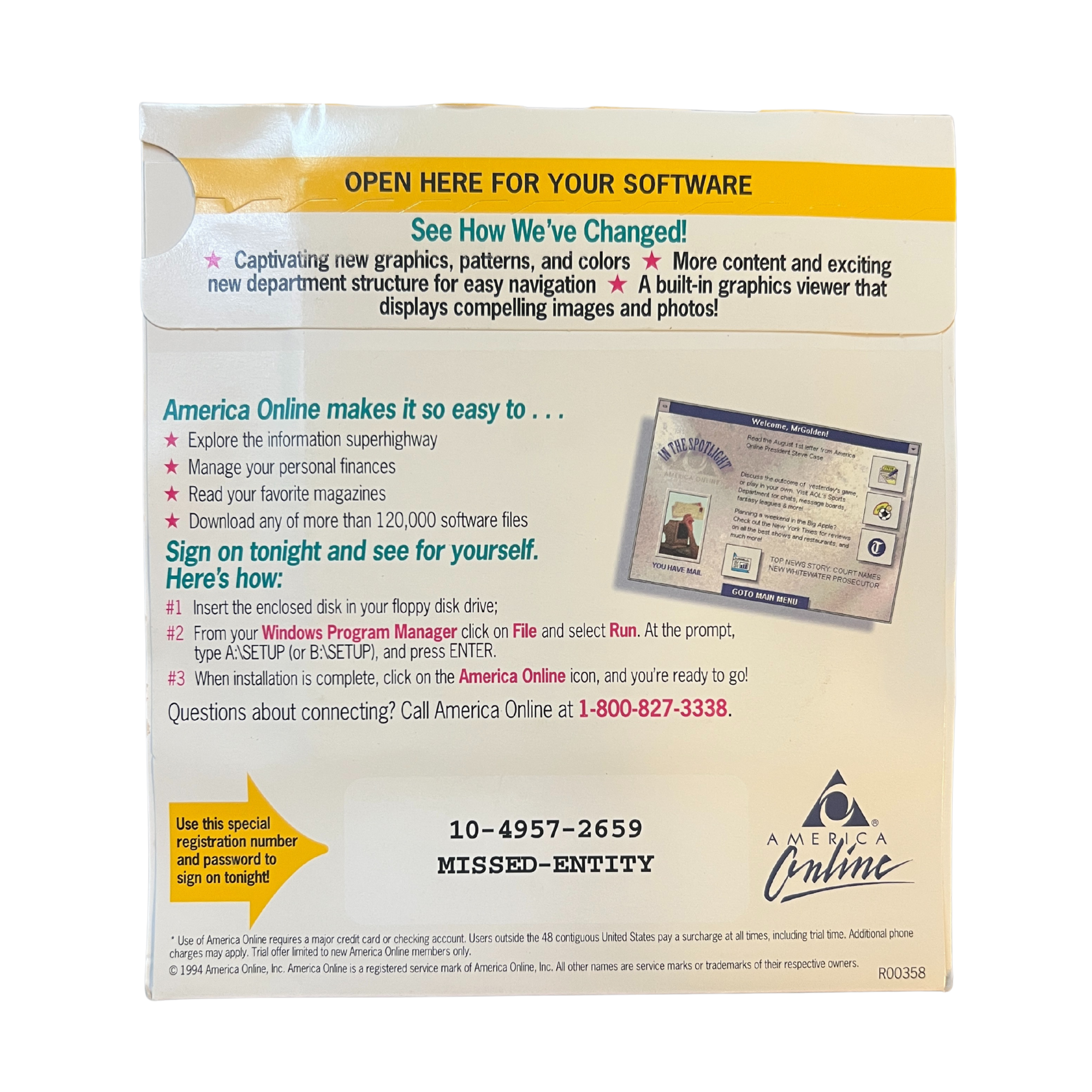 AOL Version 2.0 Floppy Disc (sealed)