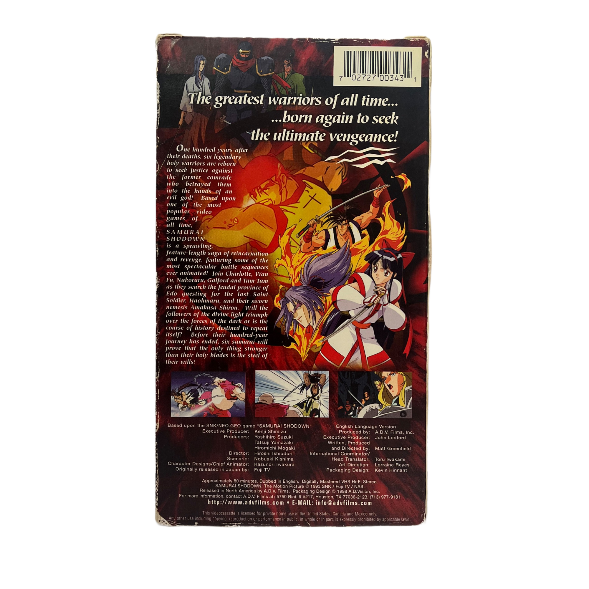 Samurai Showdown: The Motion Picture VHS Tape