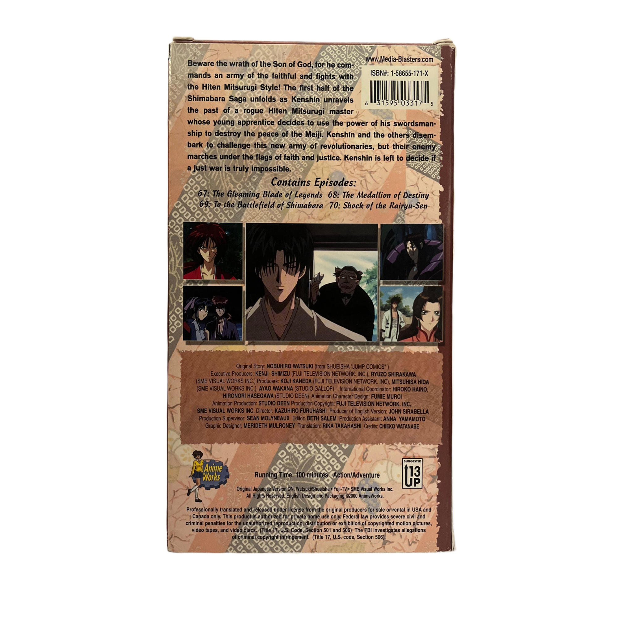 Rurouni Kenshin: Son of God VHS Tape