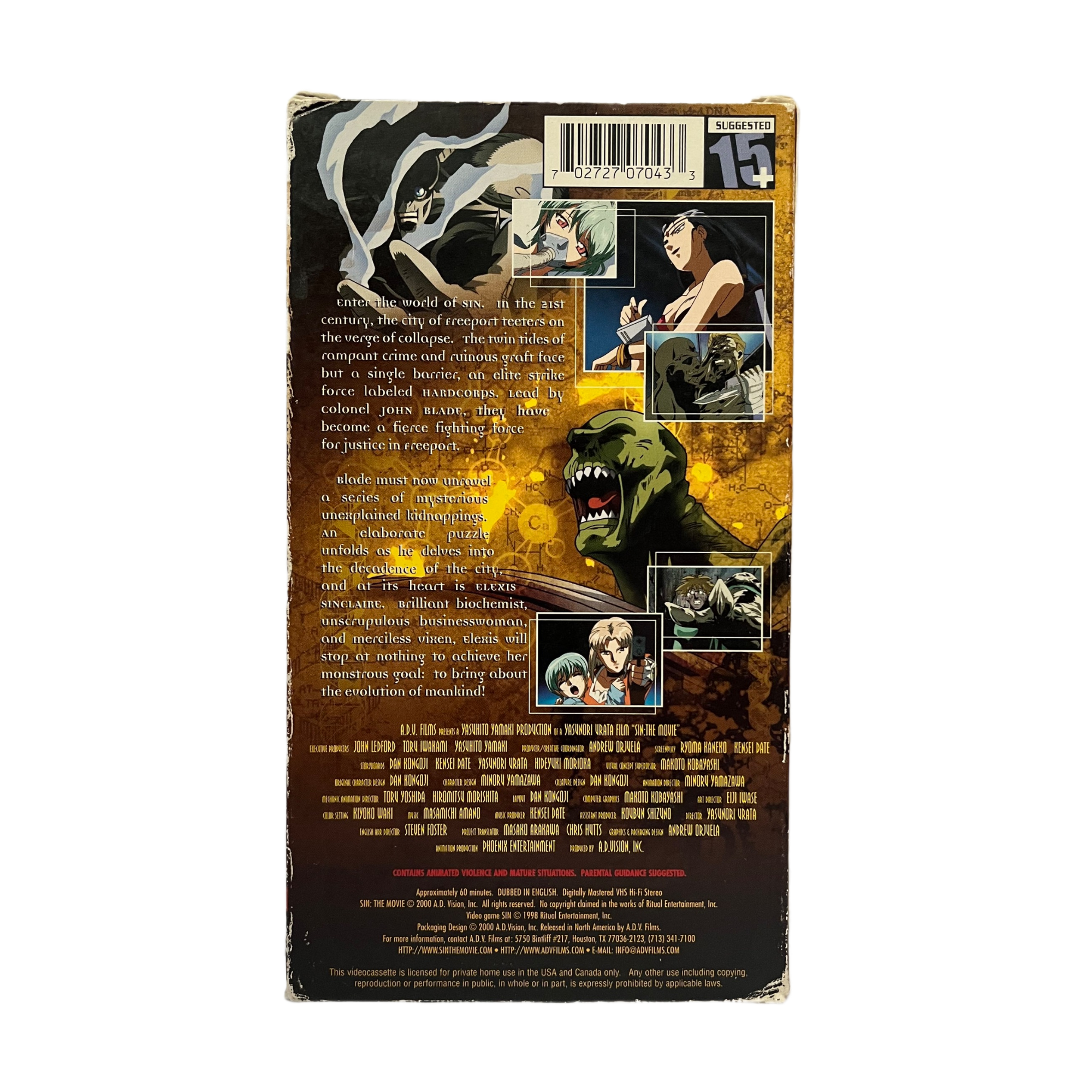 Sin: The Movie VHS Tape