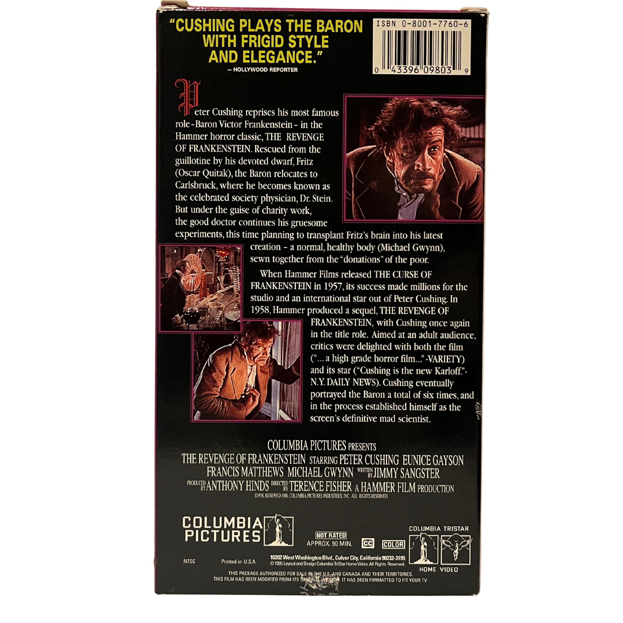 The Revenge of Frankenstein VHS Tape