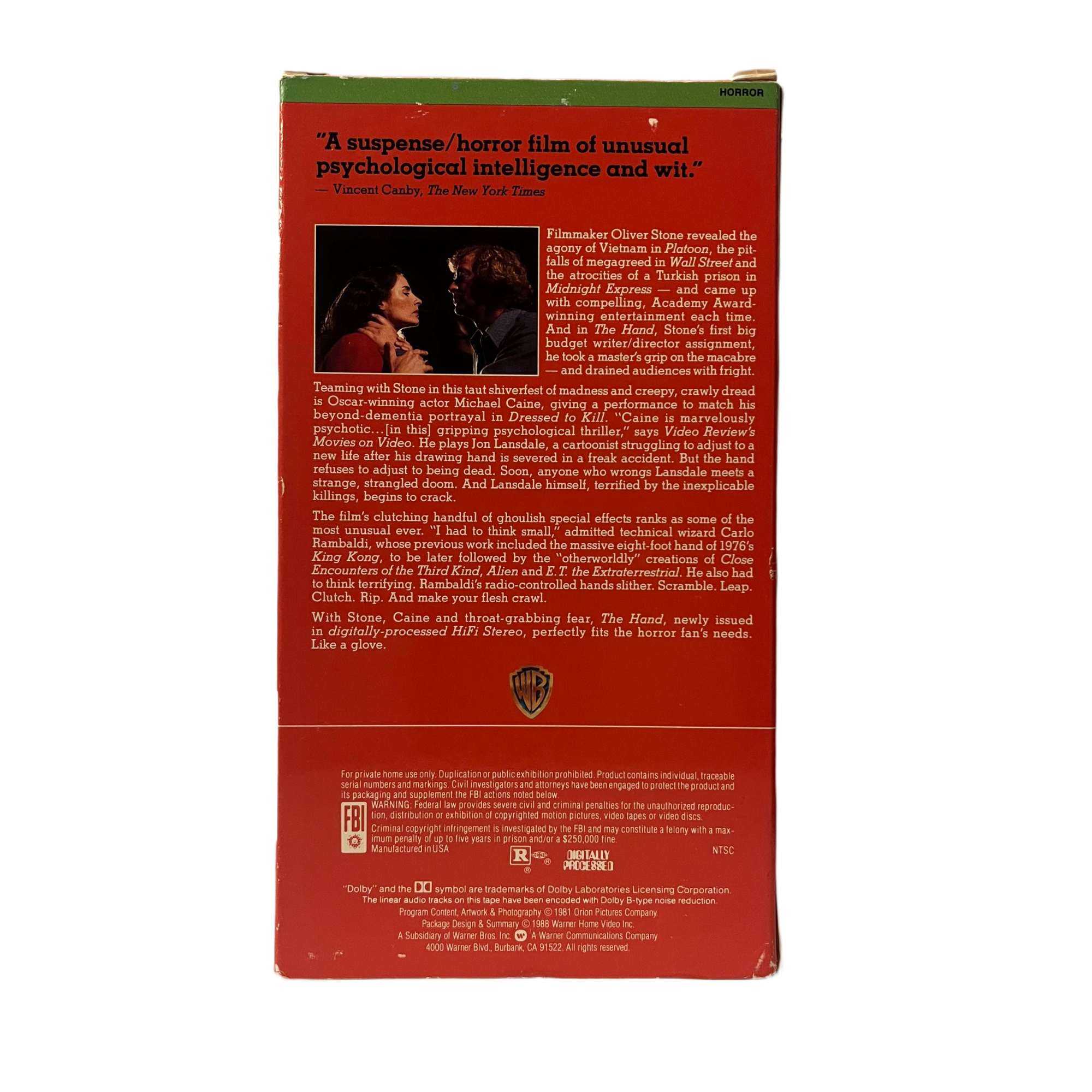The Hand VHS Tape