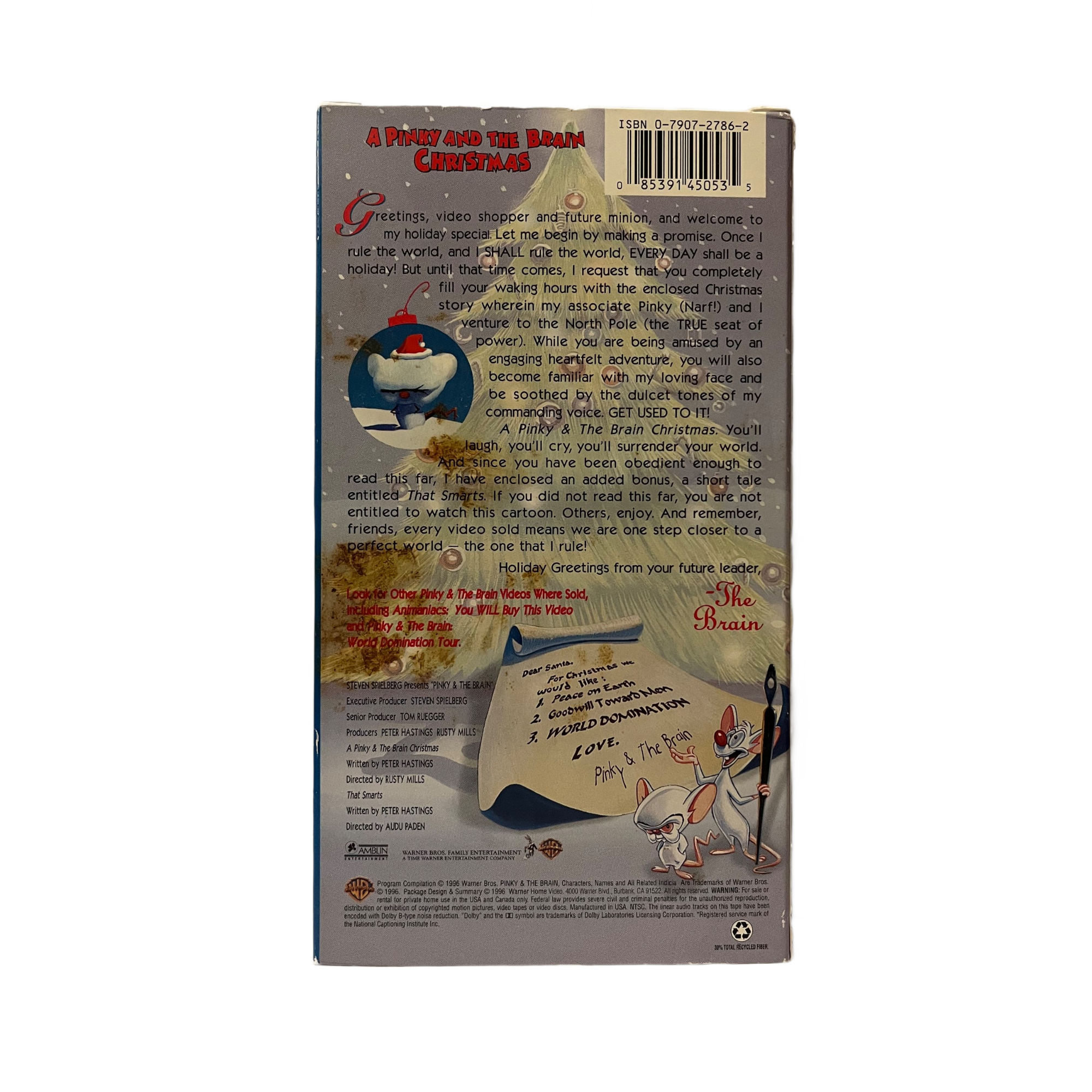 A Pinky And The Brain Christmas VHS Tape