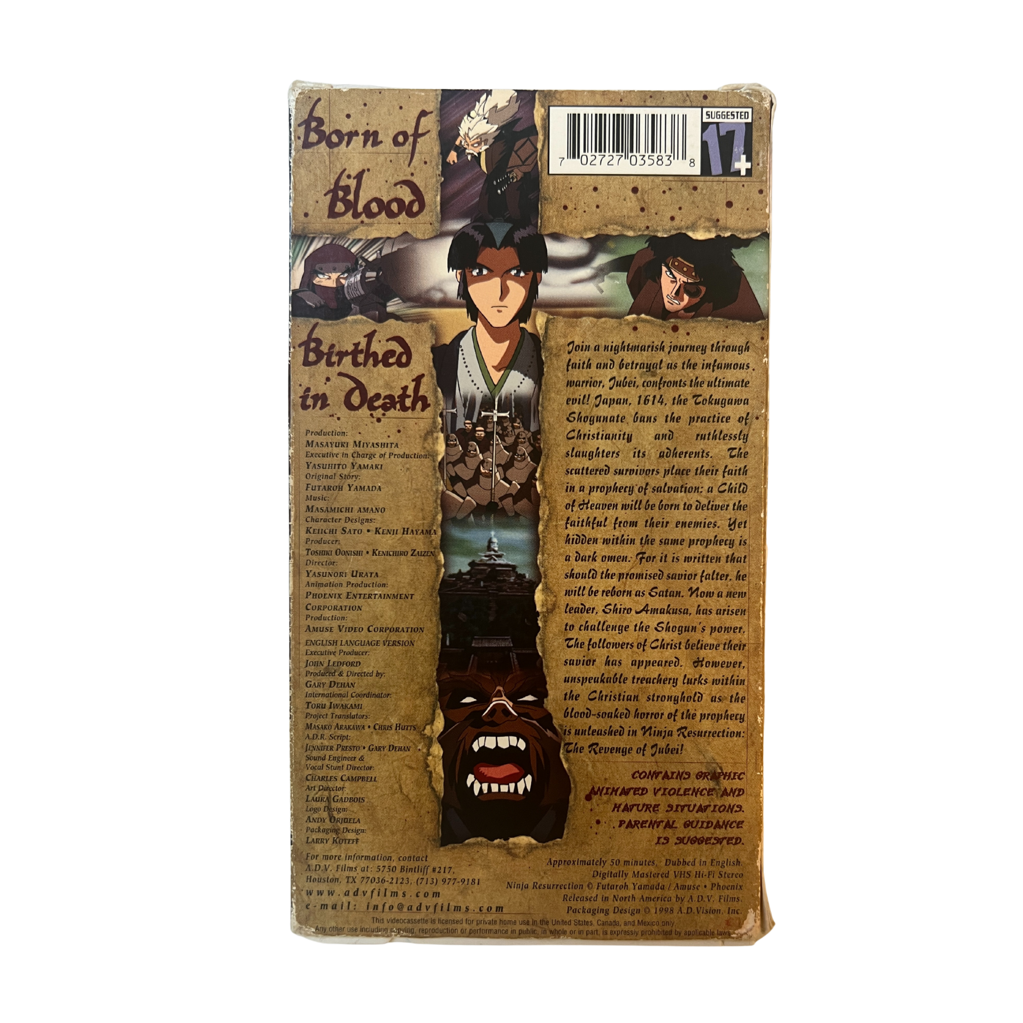 Ninja Resurrection: The Revenge Of Jubei VHS Tape