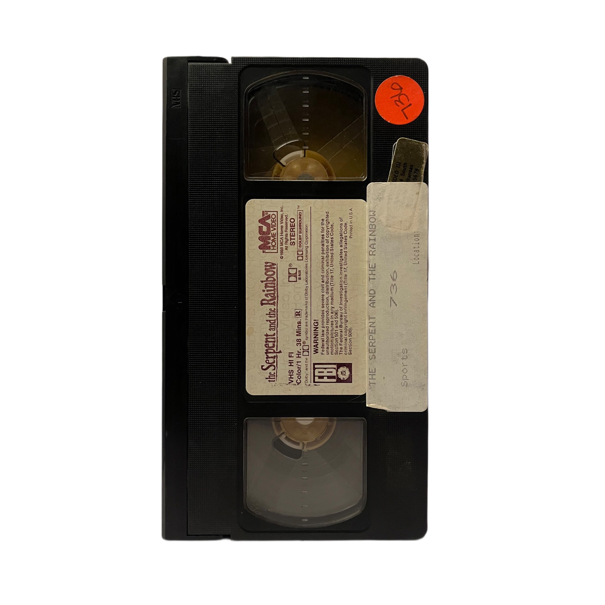 The Serpent And The Rainbow VHS Tape