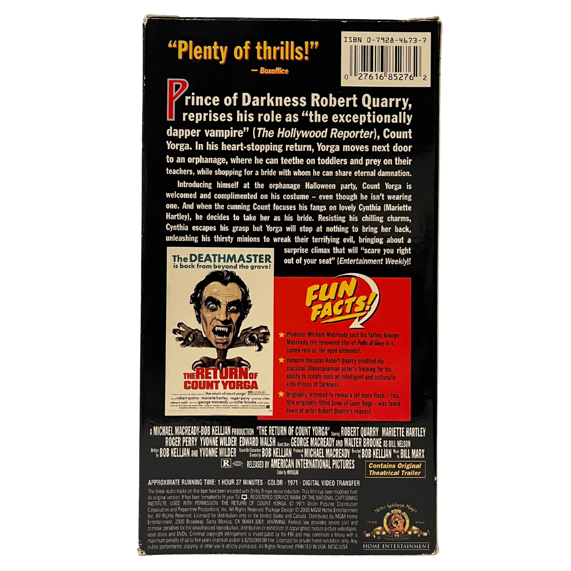 The Return of Count Yorga VHS Tape