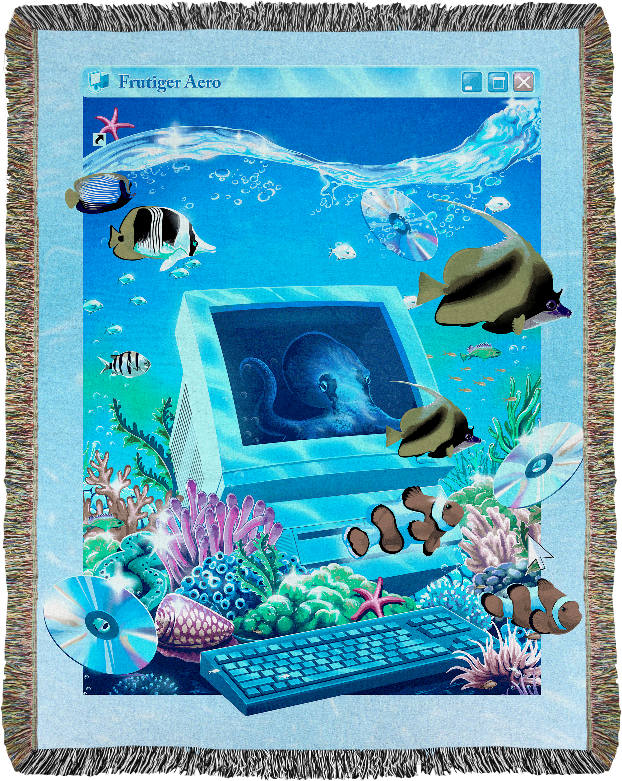 Aqua Terminal Woven Blanket