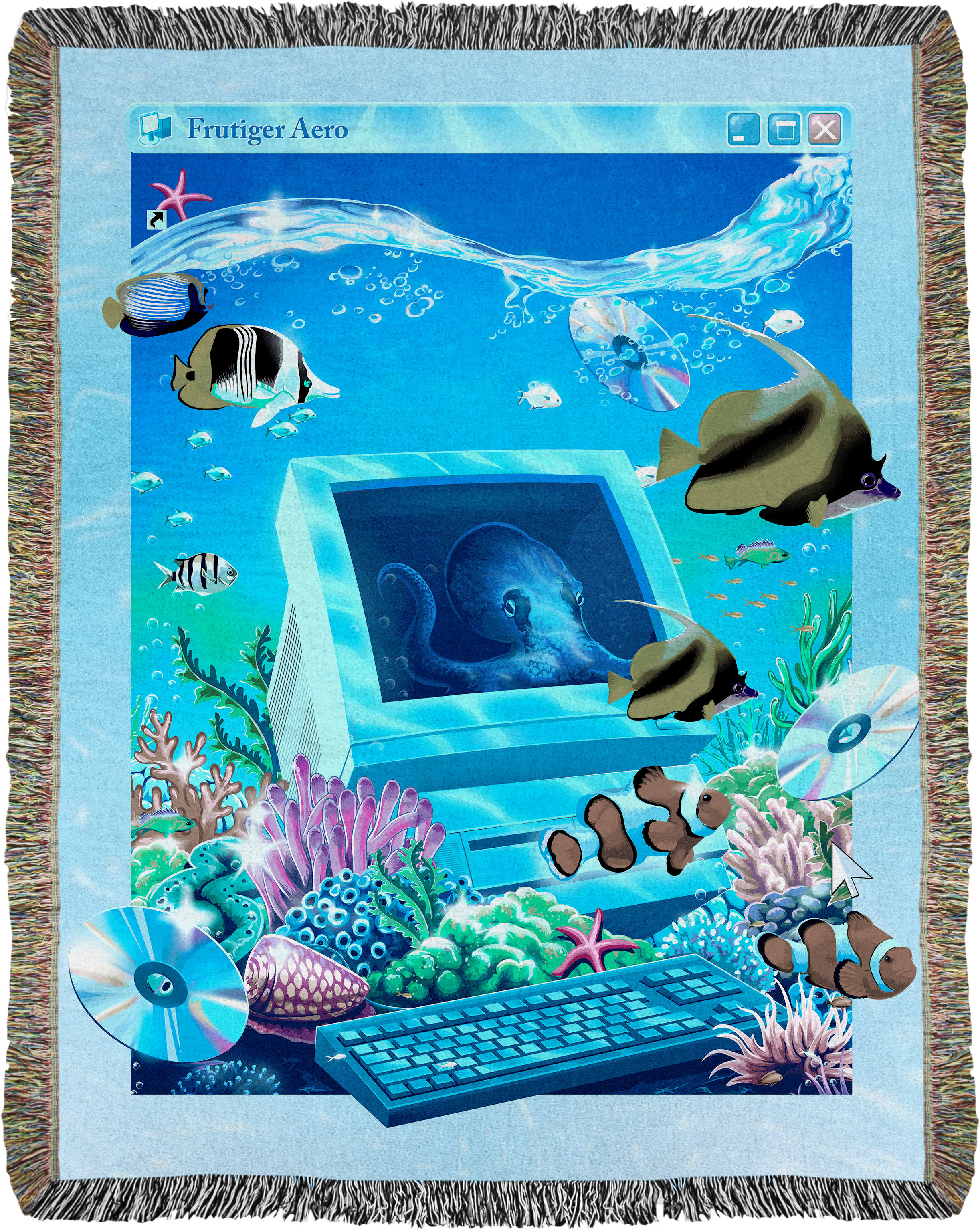 Aqua Terminal Woven Blanket