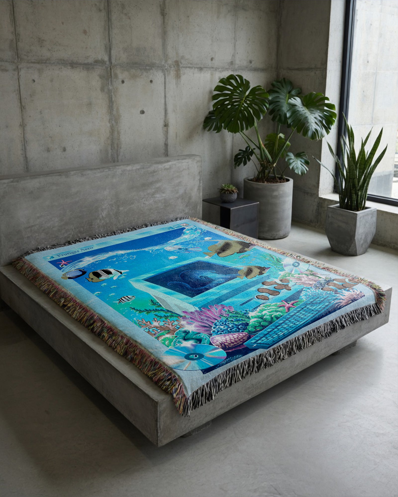 Aqua Terminal Woven Blanket