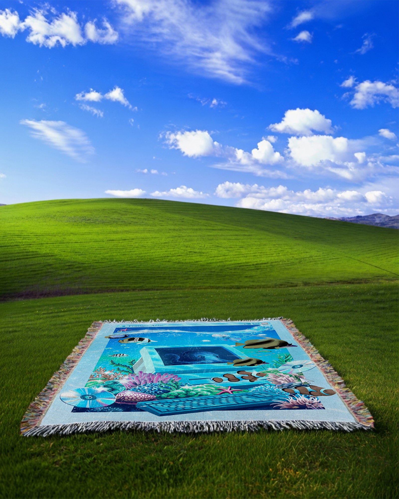 Aqua Terminal Woven Blanket