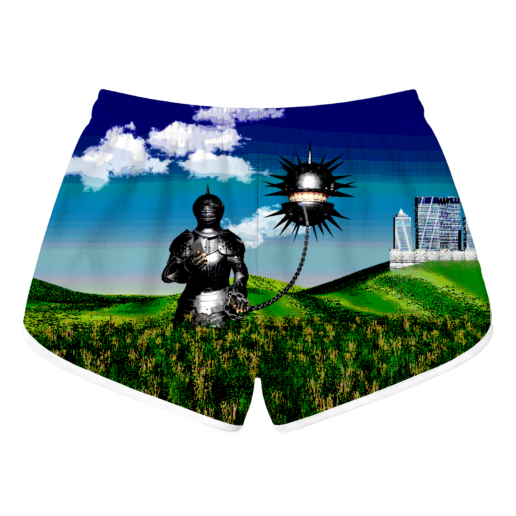Chained Pain Retro Shorts - Chained Pain b w Retro Shorts.png